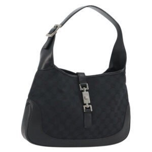 GUCCI GG Canvas Jackie Shoulder Bag Black Silver 001.3306 Auth BA13943 - Jerrillo