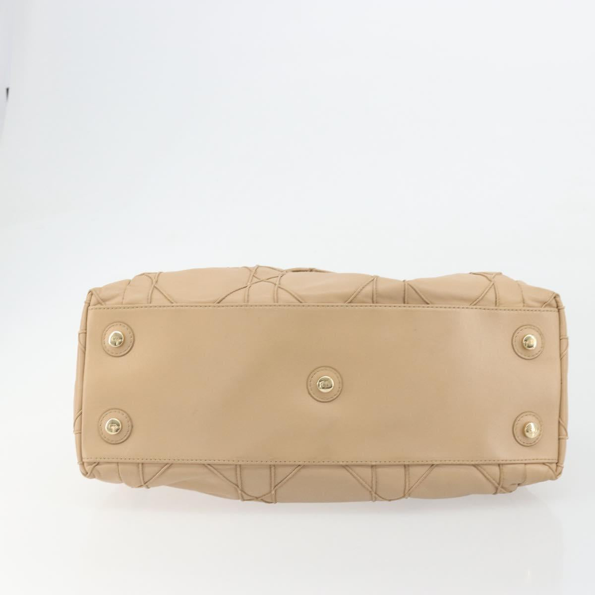Christian Dior Chain Drawstring Bag Leather Beige Gold Auth BA13968A - Jerrillo image 5