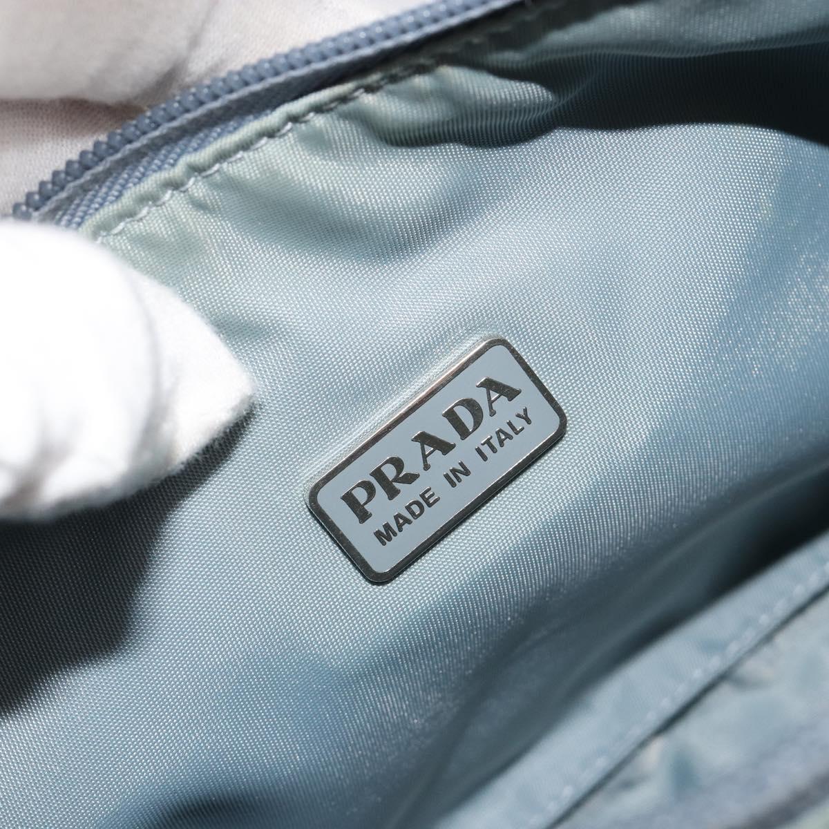 PRADA Hand Pouch Nylon Light Blue Silver Auth BA14013A - Jerrillo image 10