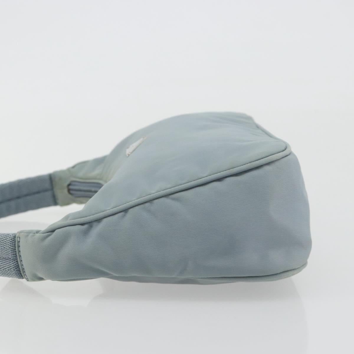 PRADA Hand Pouch Nylon Light Blue Silver Auth BA14013A - Jerrillo image 4