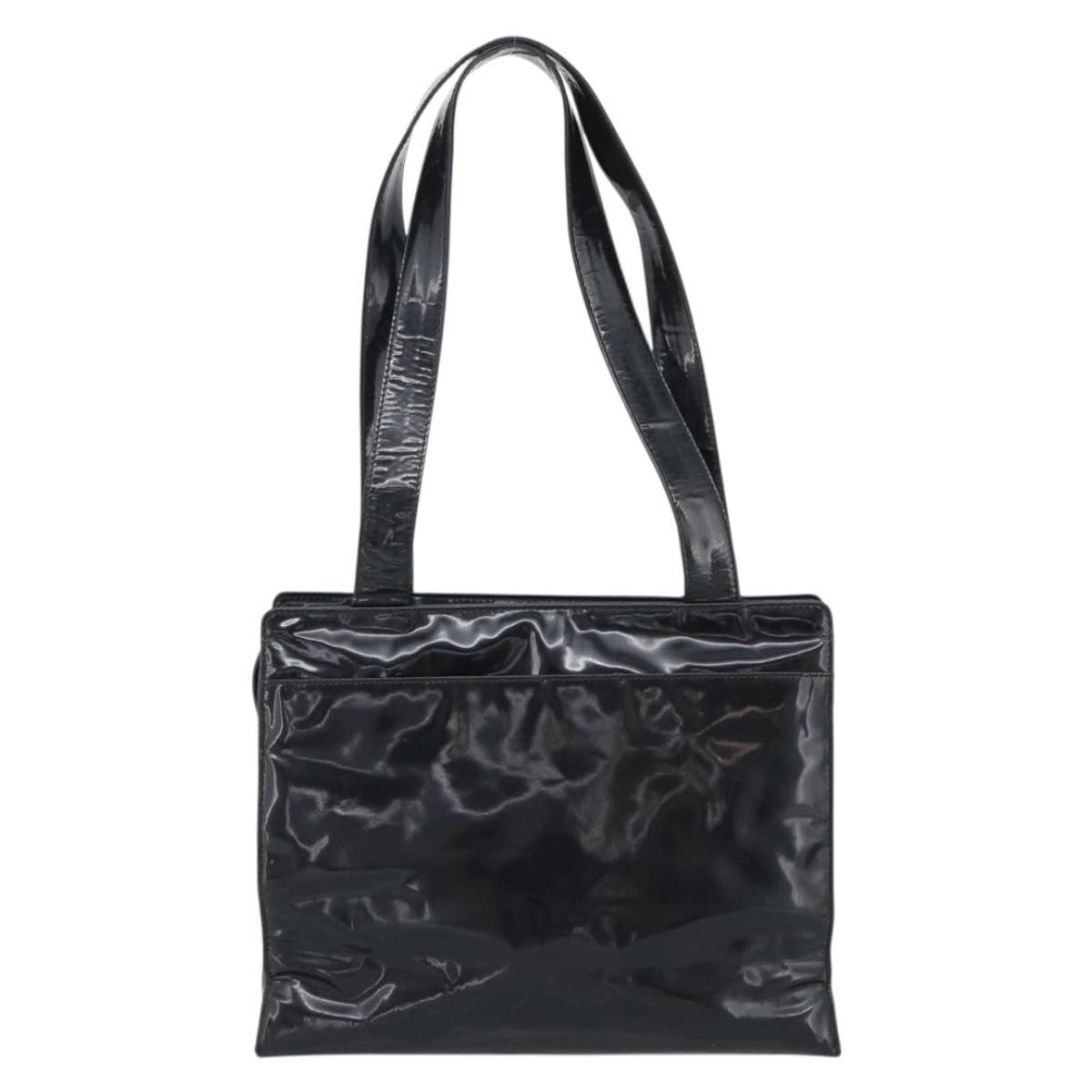 CHANEL Tote Bag Patent Black Gold CC Auth BA14016 - Jerrillo image 2