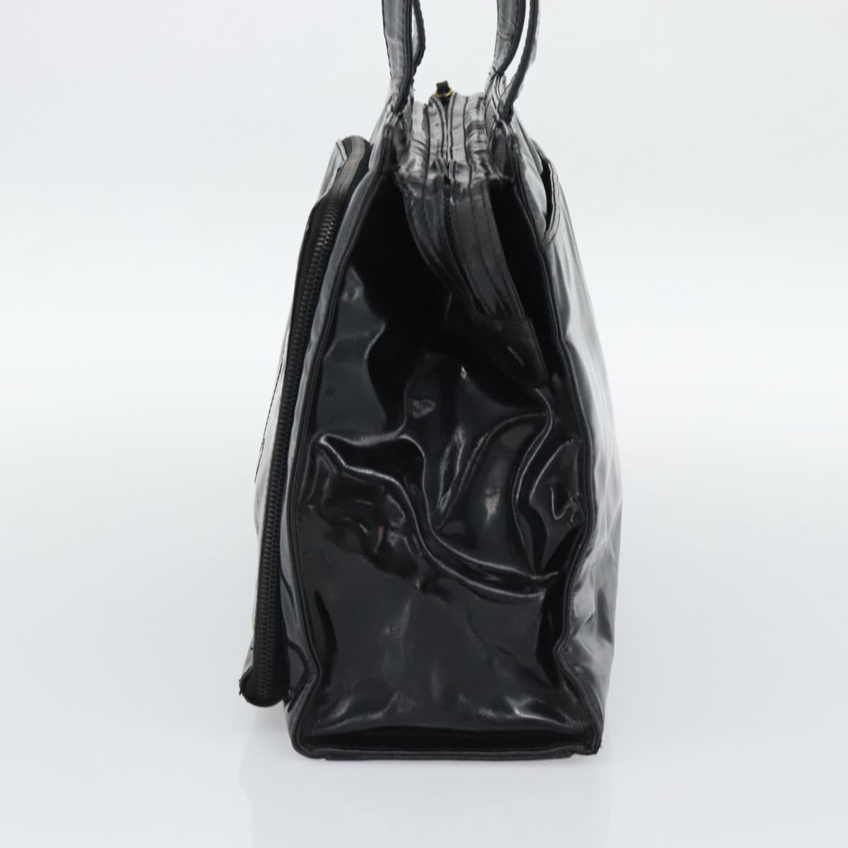 CHANEL Tote Bag Patent Black Gold CC Auth BA14016 - Jerrillo image 4