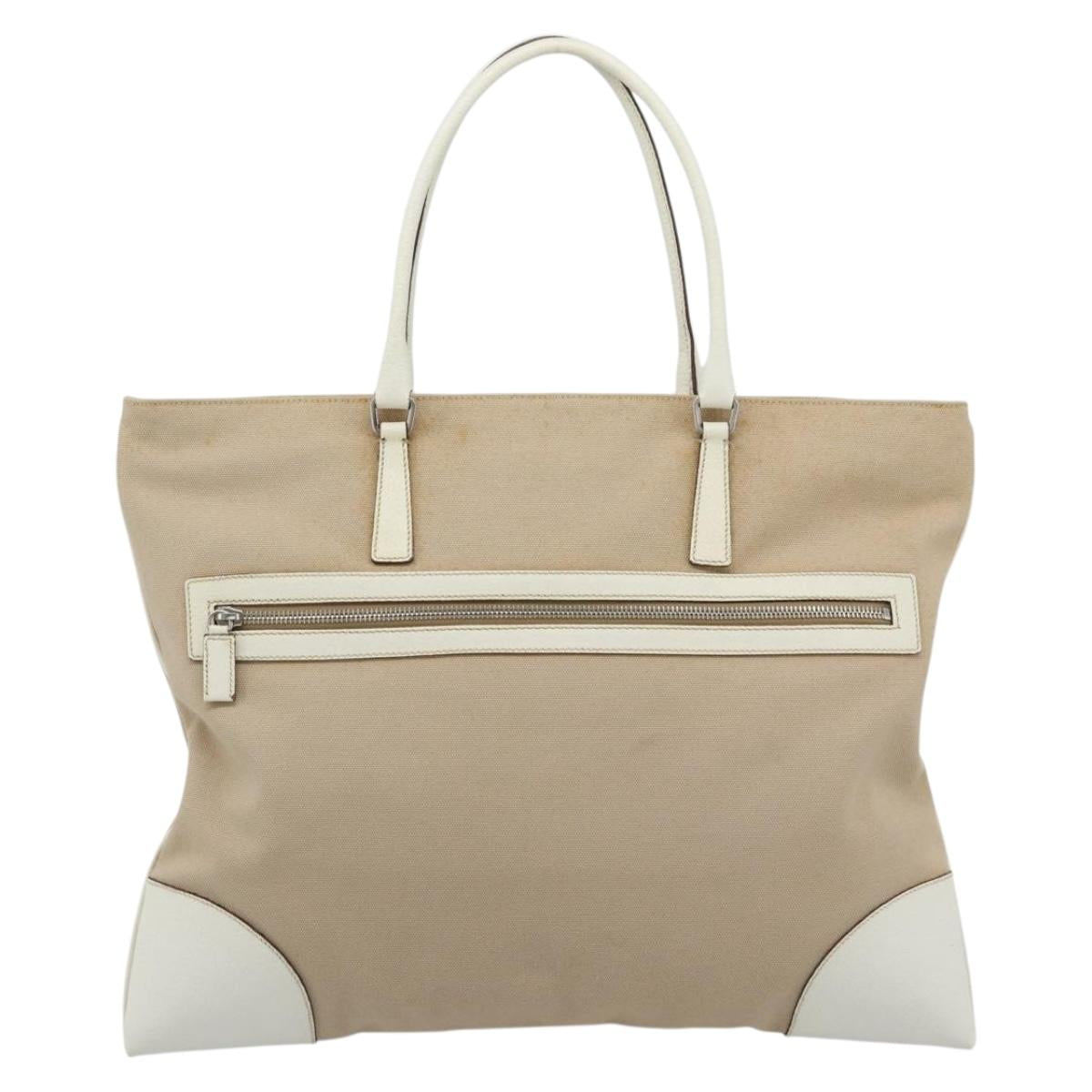 PRADA Tote Bag Canvas Beige Silver Auth BA14115 - Jerrillo image 3