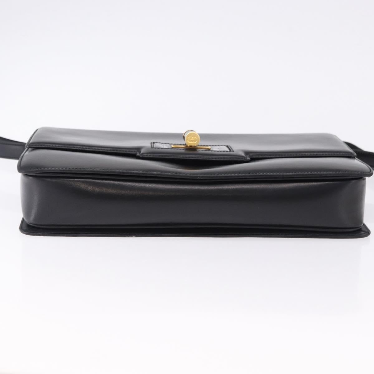 GUCCI Shoulder Bag Leather Black Gold Auth BA14311 - Jerrillo image 9