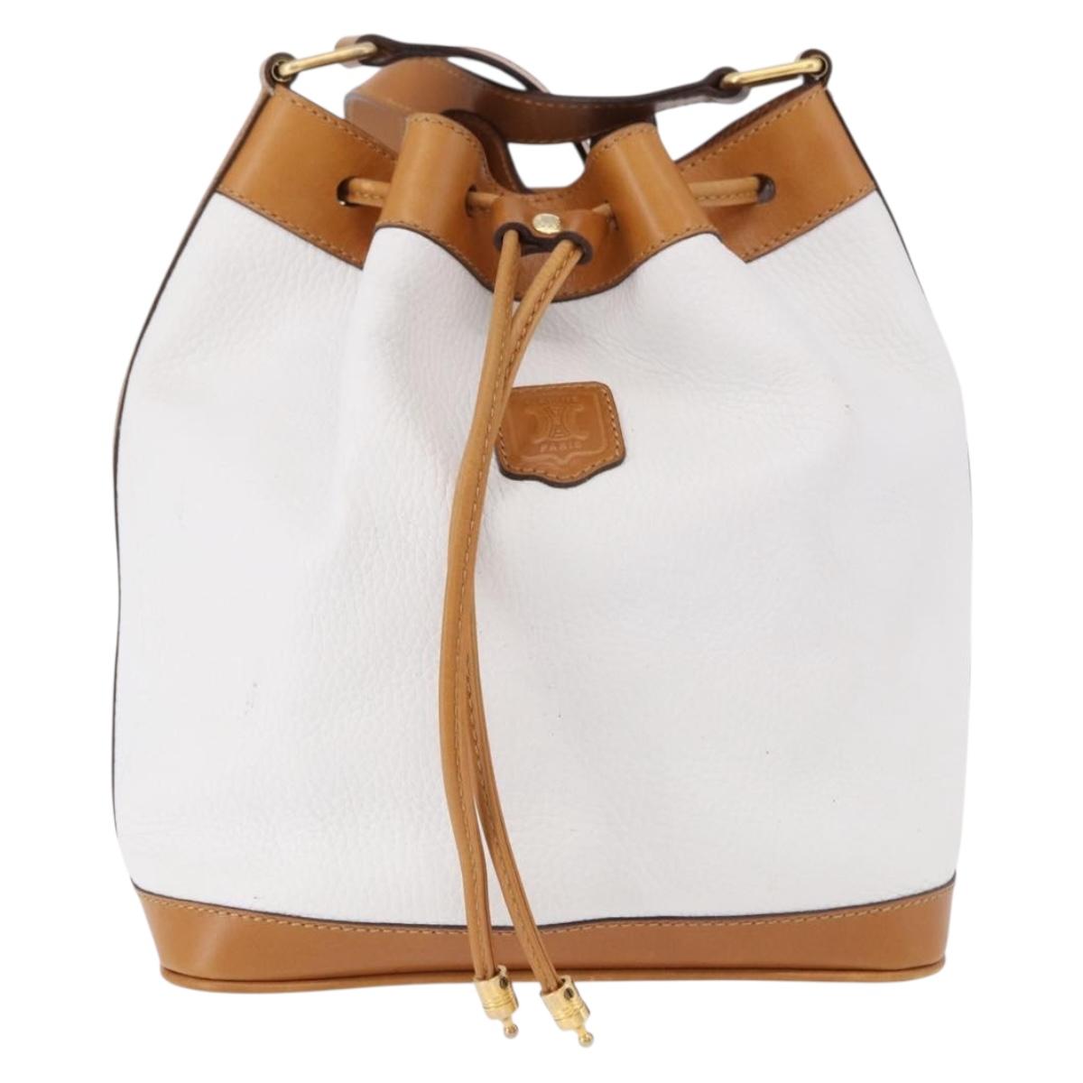 CELINE Shoulder Bag Leather White Gold Auth BA14401A - Jerrillo image 2