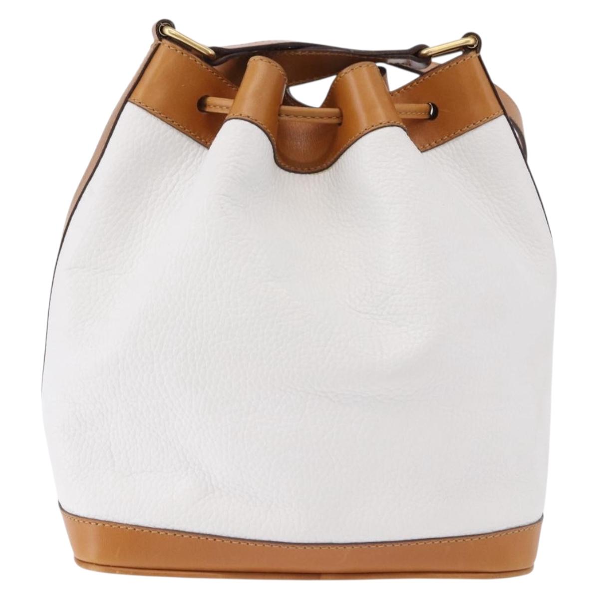 CELINE Shoulder Bag Leather White Gold Auth BA14401A - Jerrillo image 3