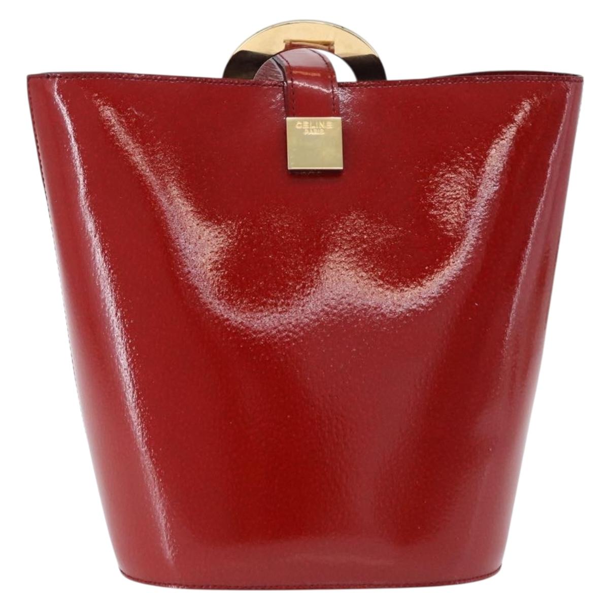 CELINE Shoulder Bag Patent leather Red Gold Auth BA14422A - Jerrillo image 2
