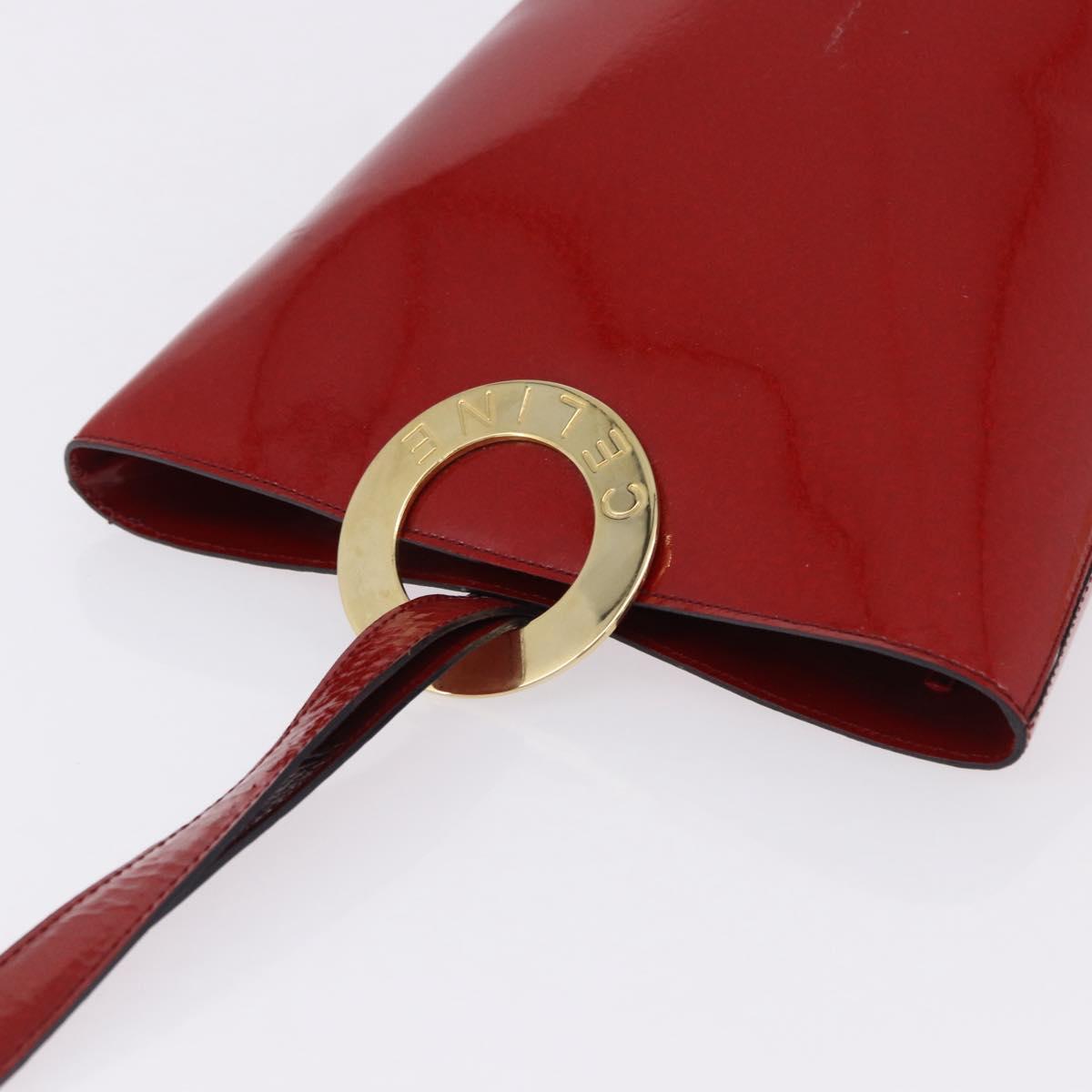 CELINE Shoulder Bag Patent leather Red Gold Auth BA14422A - Jerrillo image 7