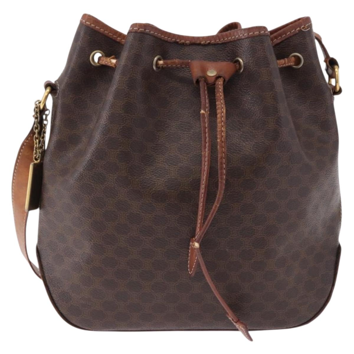 CELINE Macadam Canvas Shoulder Bag PVC Leather Brown Gold Auth BA14485 - Jerrillo image 2