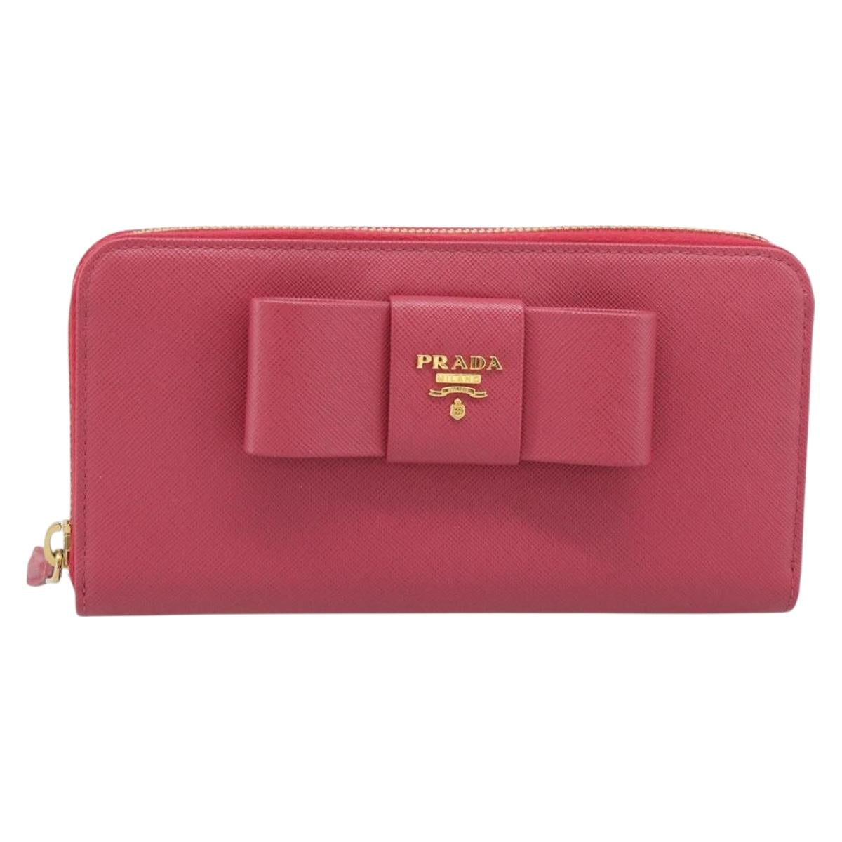 PRADA Saffiano Long Wallet Pink Gold Tone Auth BA14620V - Jerrillo image 2