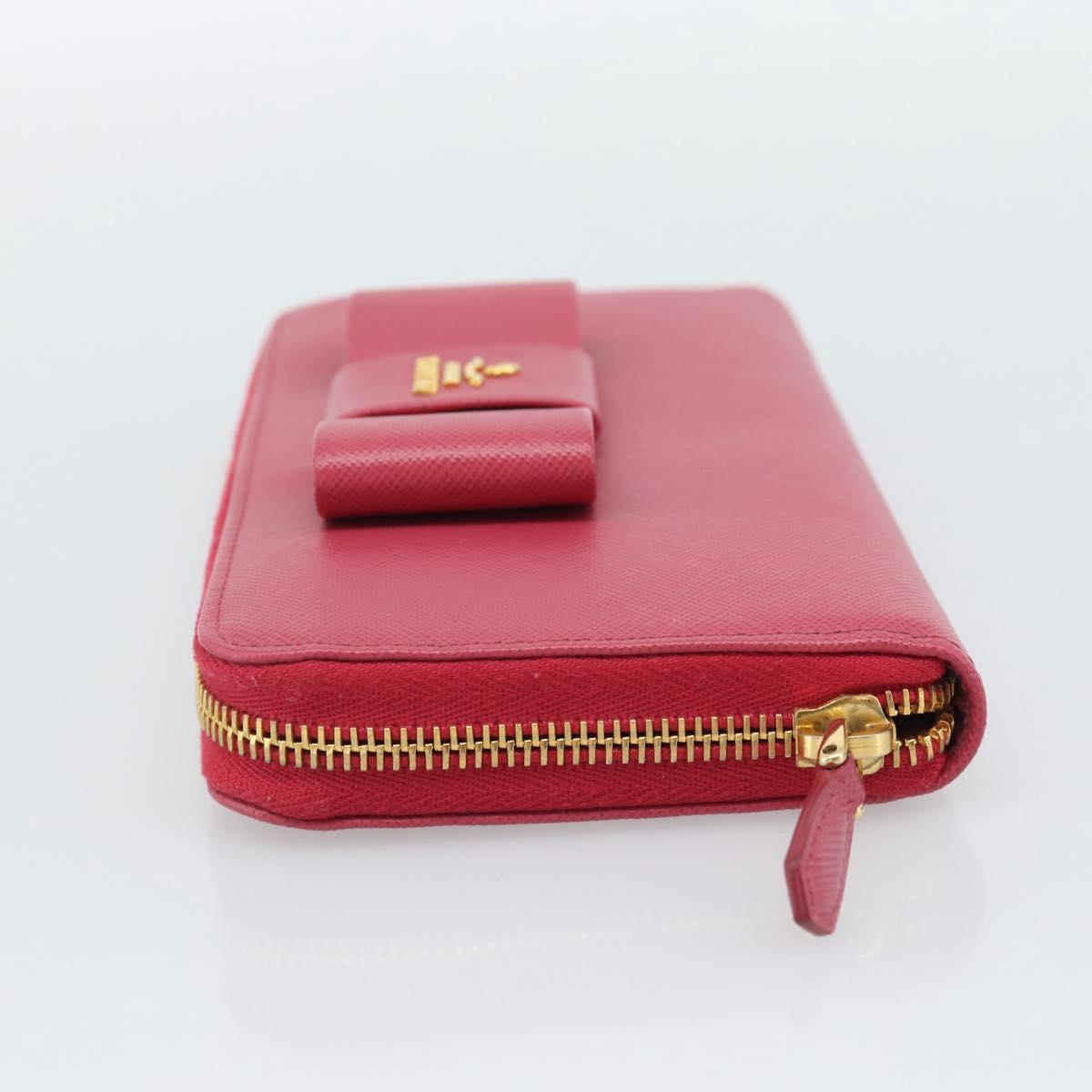 PRADA Saffiano Long Wallet Pink Gold Tone Auth BA14620V - Jerrillo image 4