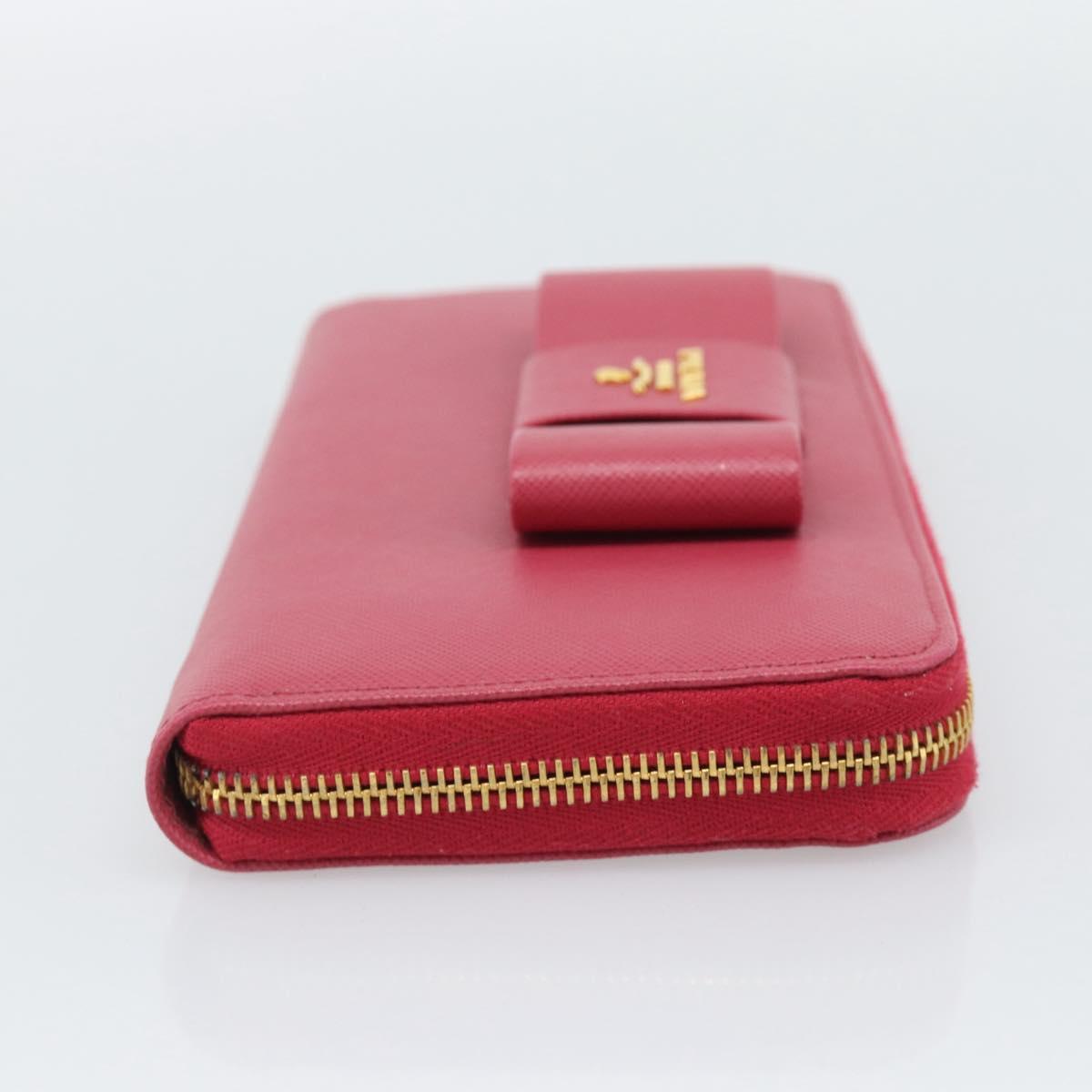 PRADA Saffiano Long Wallet Pink Gold Tone Auth BA14620V - Jerrillo image 5