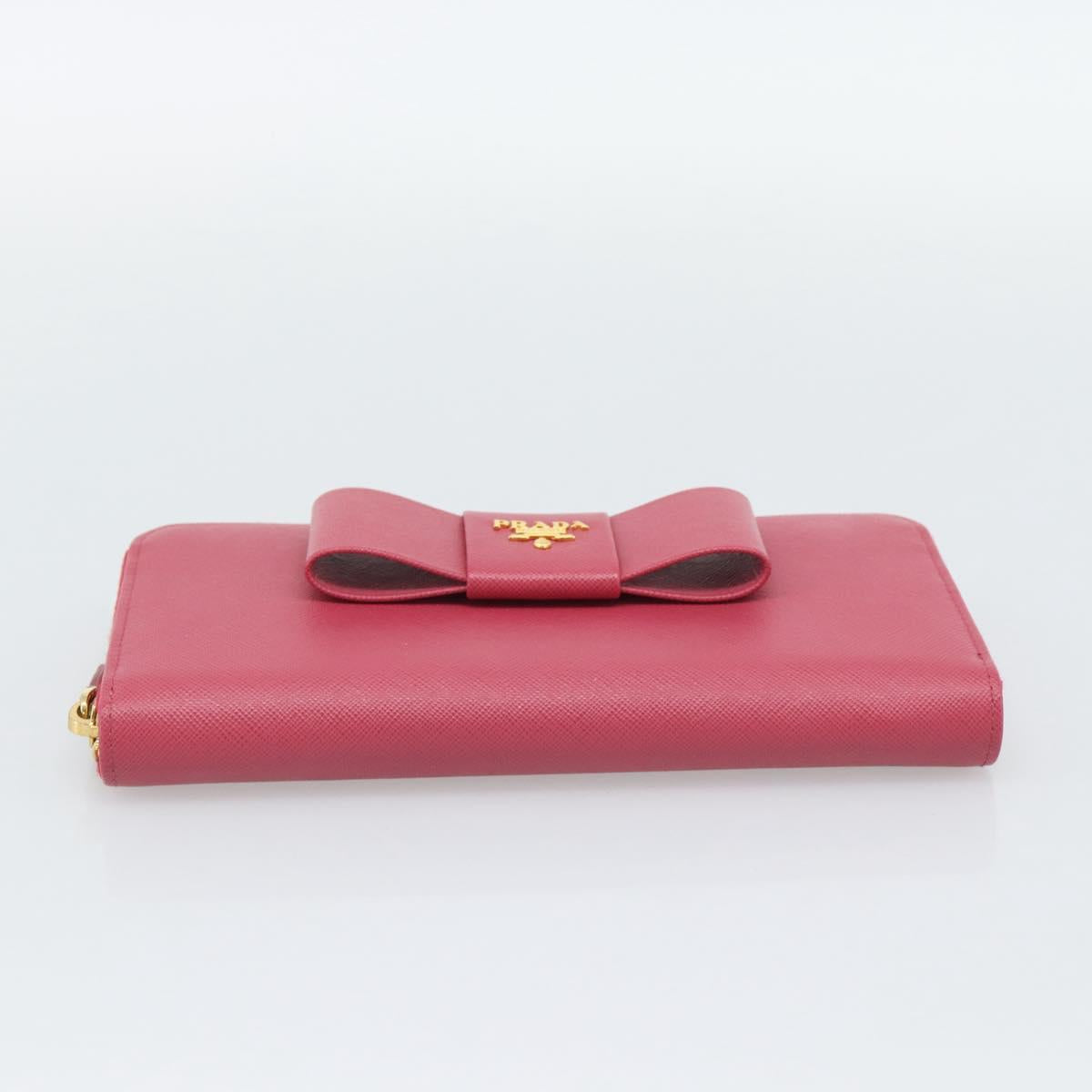 PRADA Saffiano Long Wallet Pink Gold Tone Auth BA14620V - Jerrillo image 7