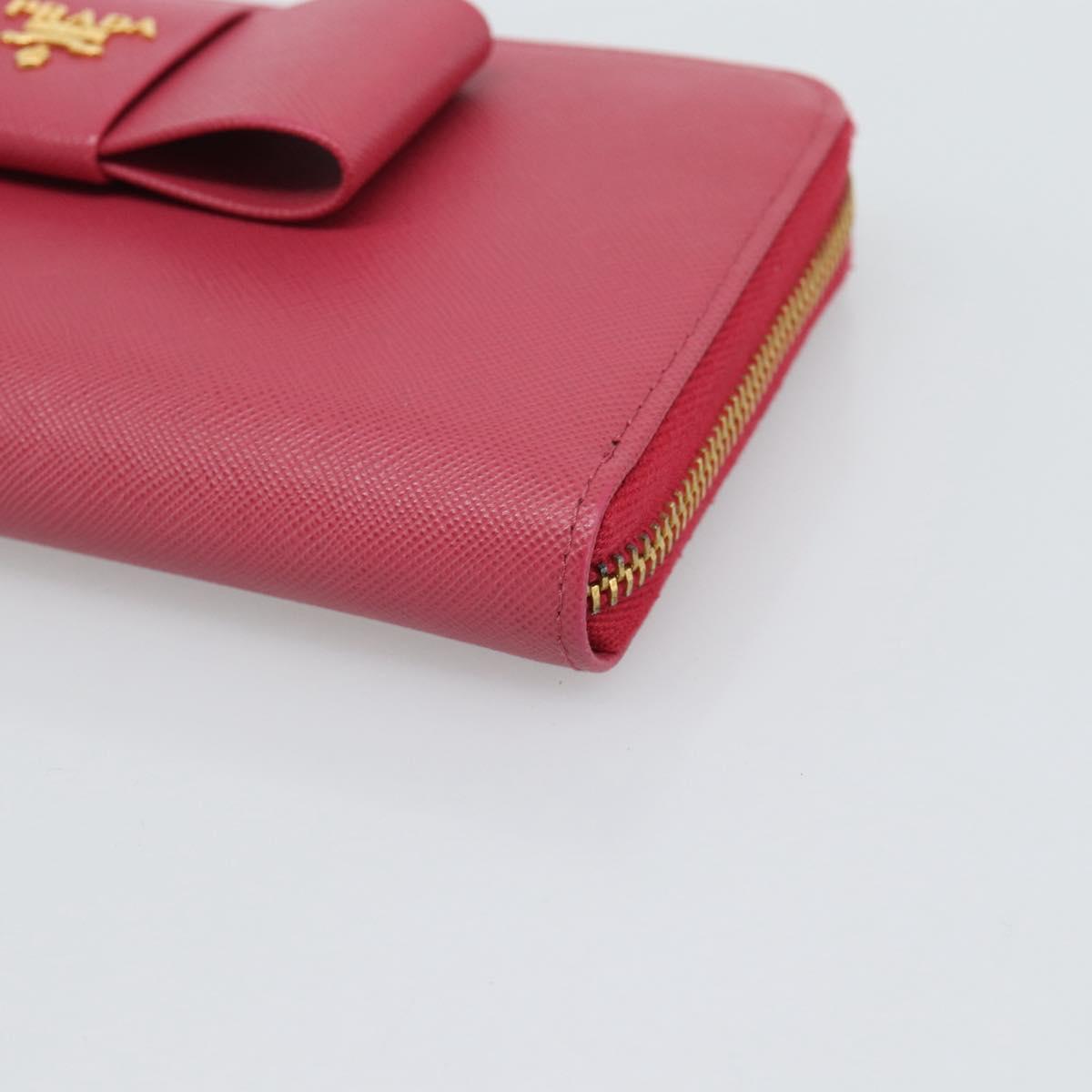PRADA Saffiano Long Wallet Pink Gold Tone Auth BA14620V - Jerrillo image 8
