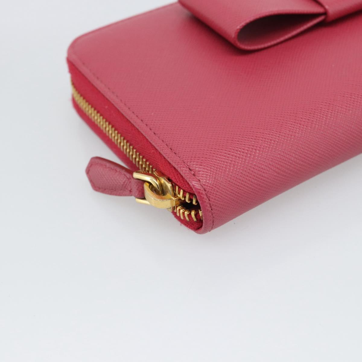 PRADA Saffiano Long Wallet Pink Gold Tone Auth BA14620V - Jerrillo image 9