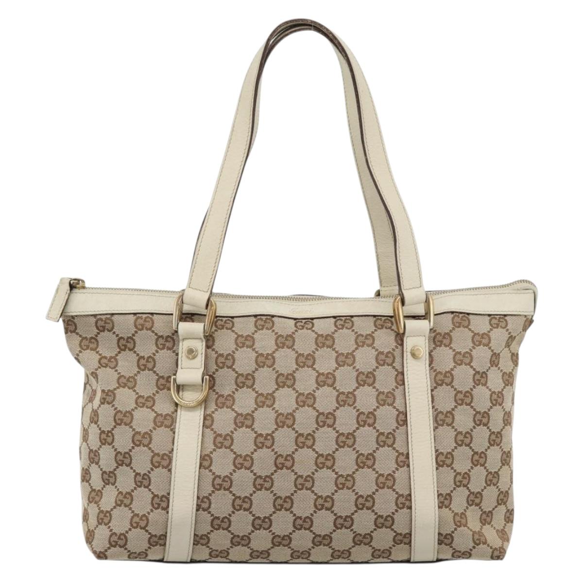 GUCCI GG Canvas Abbey Hand Bag Beige Gold Tone 141470 Auth BA14723 - Jerrillo image 2