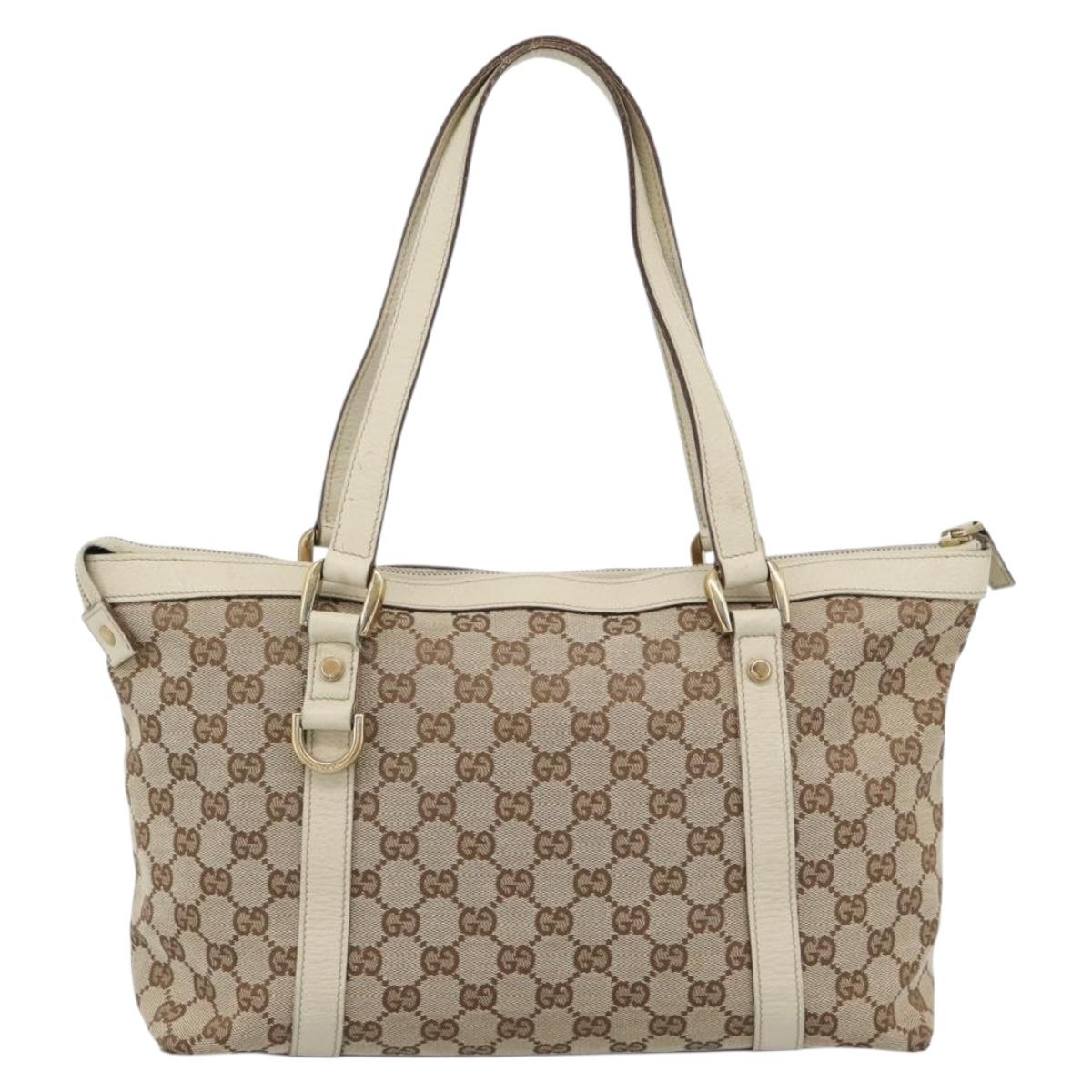 GUCCI GG Canvas Abbey Hand Bag Beige Gold Tone 141470 Auth BA14723 - Jerrillo image 3