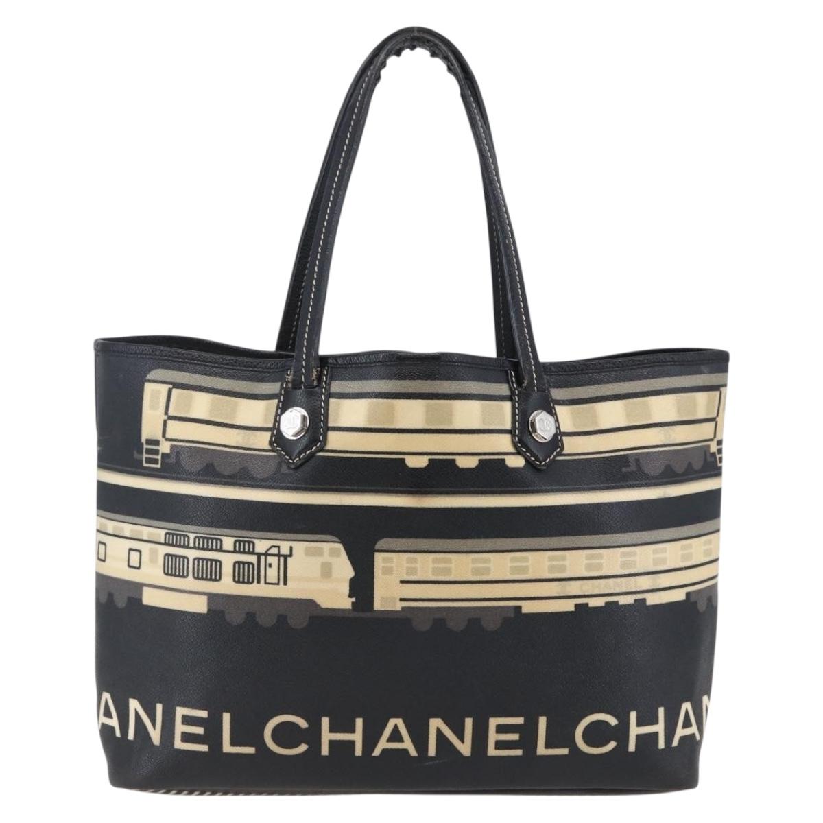 CHANEL Central Station Tote Bag PVC Canvas Black Silver CC Auth BA6549 - Jerrillo image 2