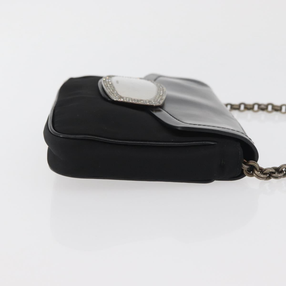 PRADA Chain Shoulder Bag Nylon Black Silver Auth BAZ748A - Jerrillo image 3