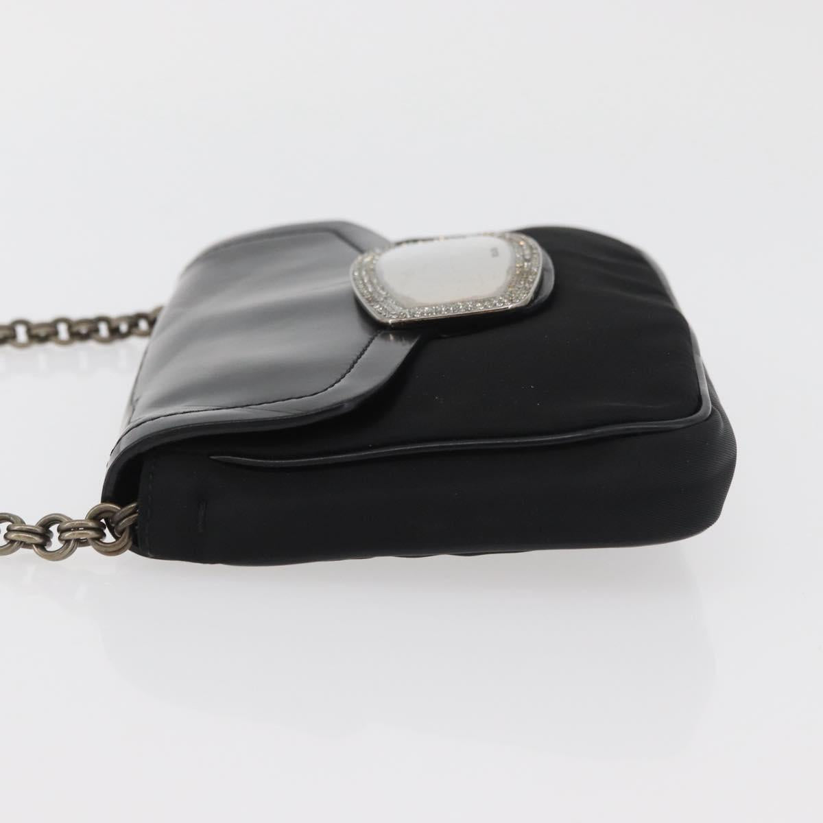 PRADA Chain Shoulder Bag Nylon Black Silver Auth BAZ748A - Jerrillo image 4