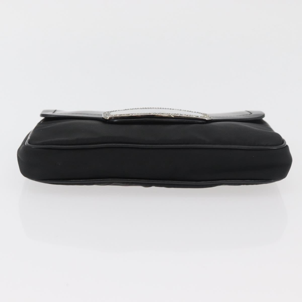 PRADA Chain Shoulder Bag Nylon Black Silver Auth BAZ748A - Jerrillo image 5