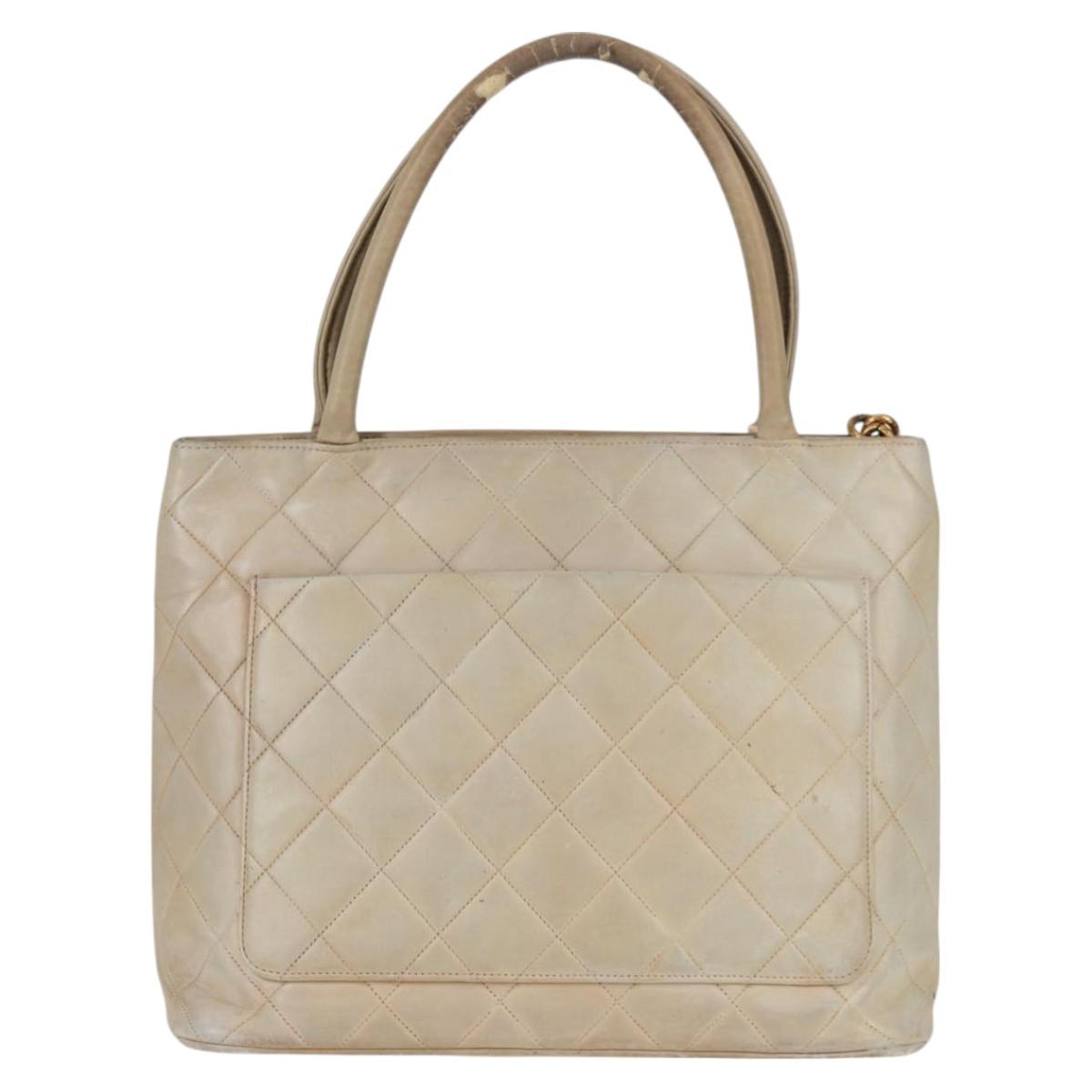 Borsa tote CHANEL in pelle di agnello beige con logo CC, autentica bs12535 - Jerrillo image 3