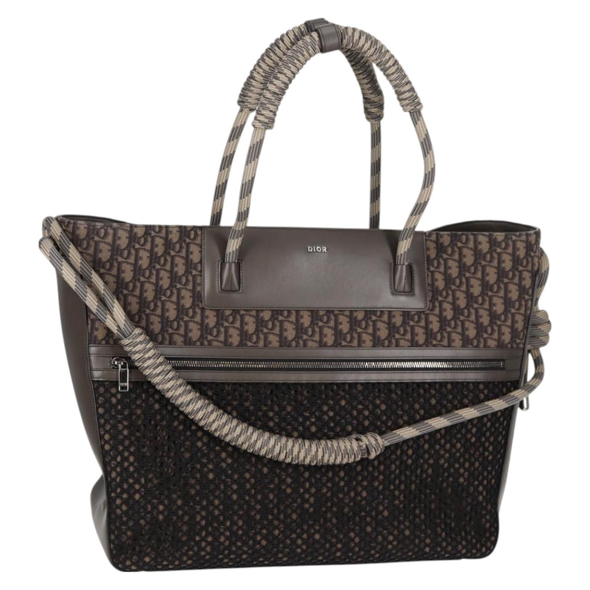 Christian Dior Tote Bag Trotter Canvas Gray Silver Auth bs24696SAM - Jerrillo