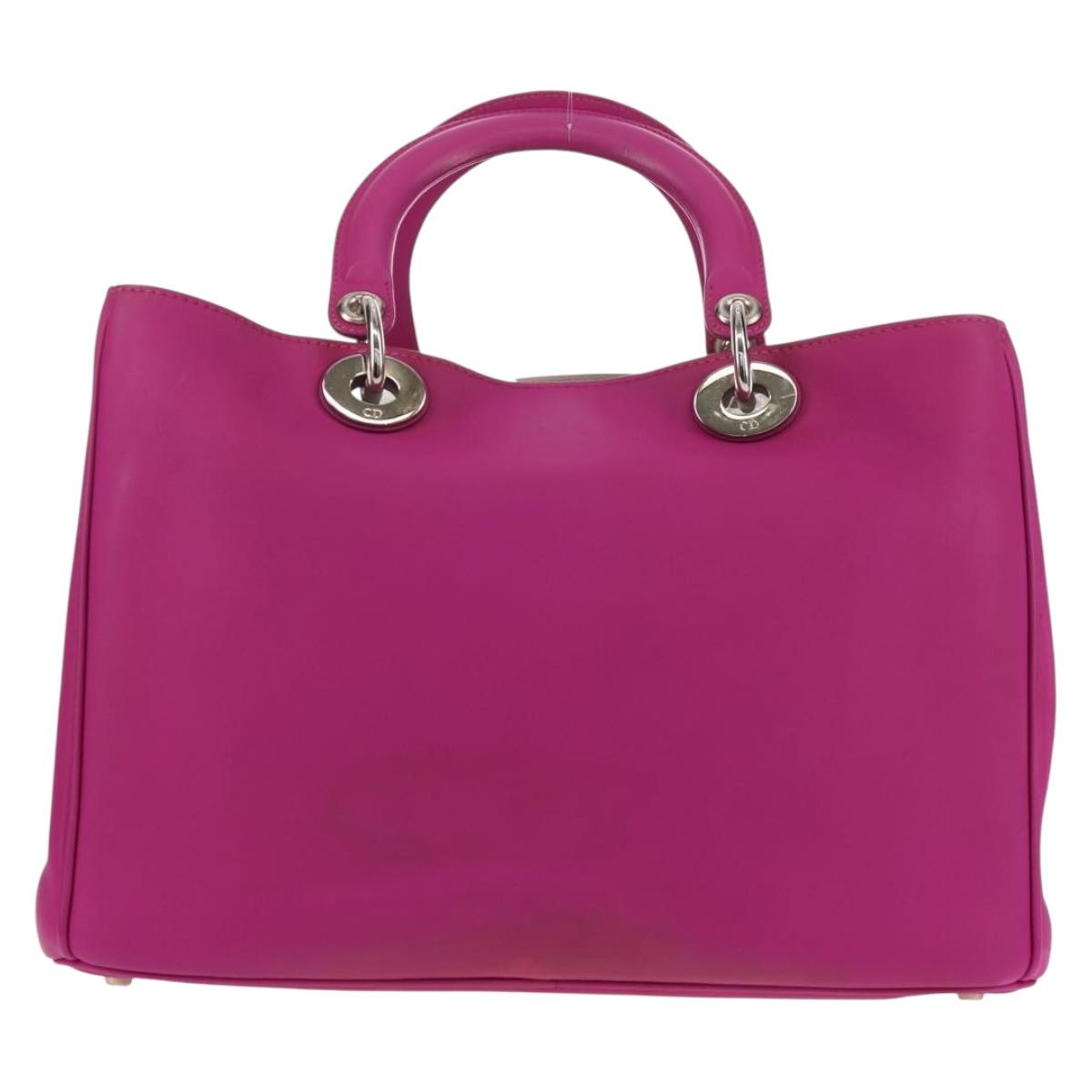 Christian Dior Diorissimo Borsa a mano in pelle 2 vie Viola Argento Auth bs30787 - Jerrillo image 2