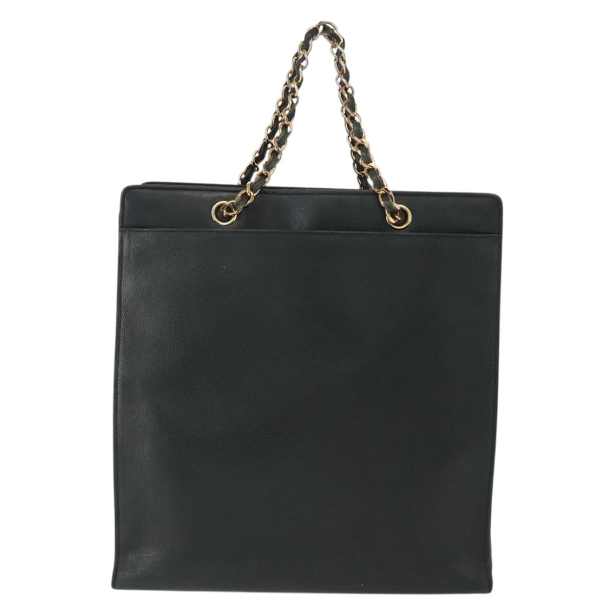 CHANEL Chain Hand Bag Caviar Skin Green Gold CC Auth bs31109 - Jerrillo image 2