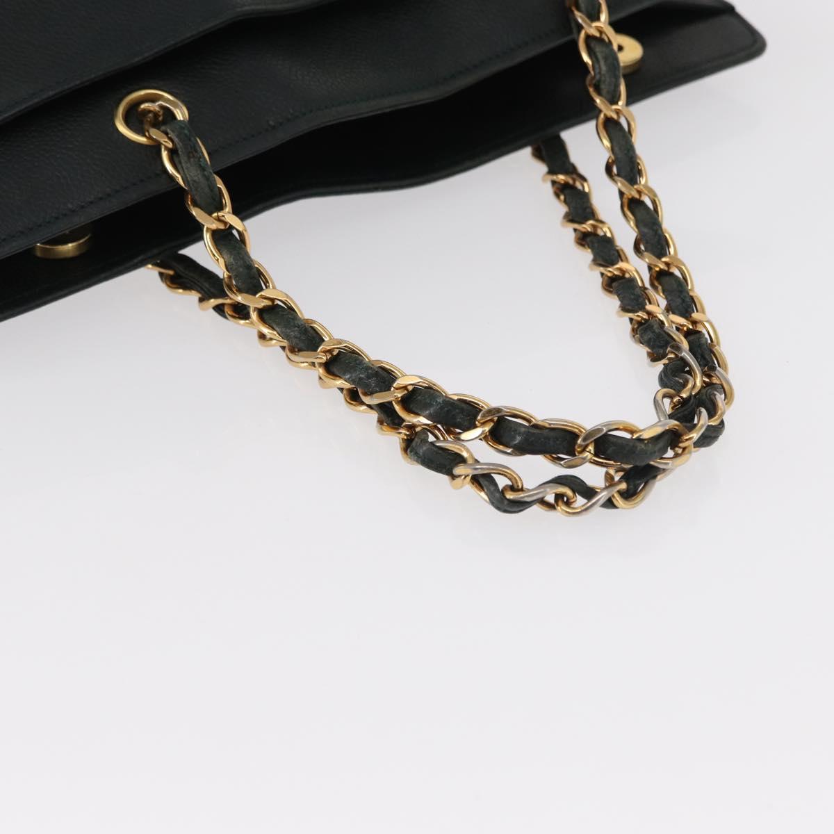 CHANEL Chain Hand Bag Caviar Skin Green Gold CC Auth bs31109 - Jerrillo image 7