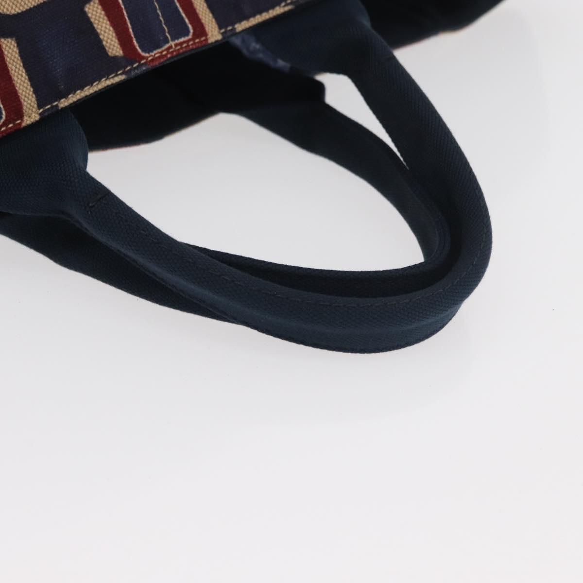 PRADA Canapa L Hand Bag Canvas Navy Gold Auth bs34839A - Jerrillo image 7