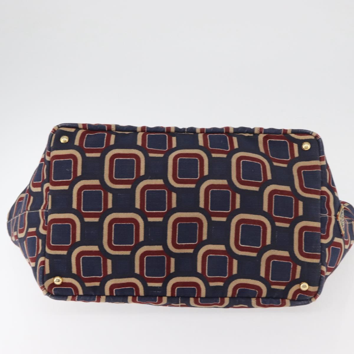 PRADA Canapa L Hand Bag Canvas Navy Gold Auth bs34839A - Jerrillo image 5