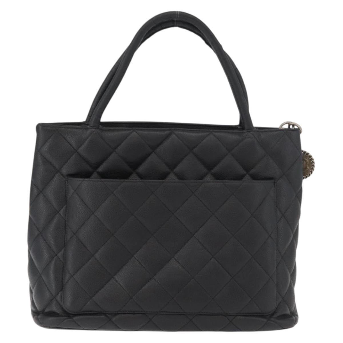 Borsa tote standard CHANEL in pelle di caviale, nera e argento, con logo CC, autentica bs34946 image 2