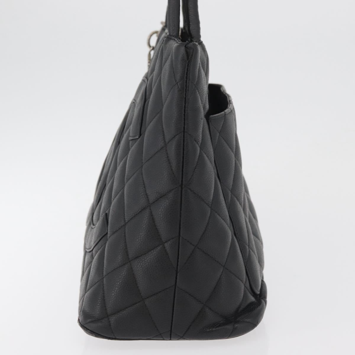 Borsa tote standard CHANEL in pelle di caviale, nera e argento, con logo CC, autentica bs34946 image 3