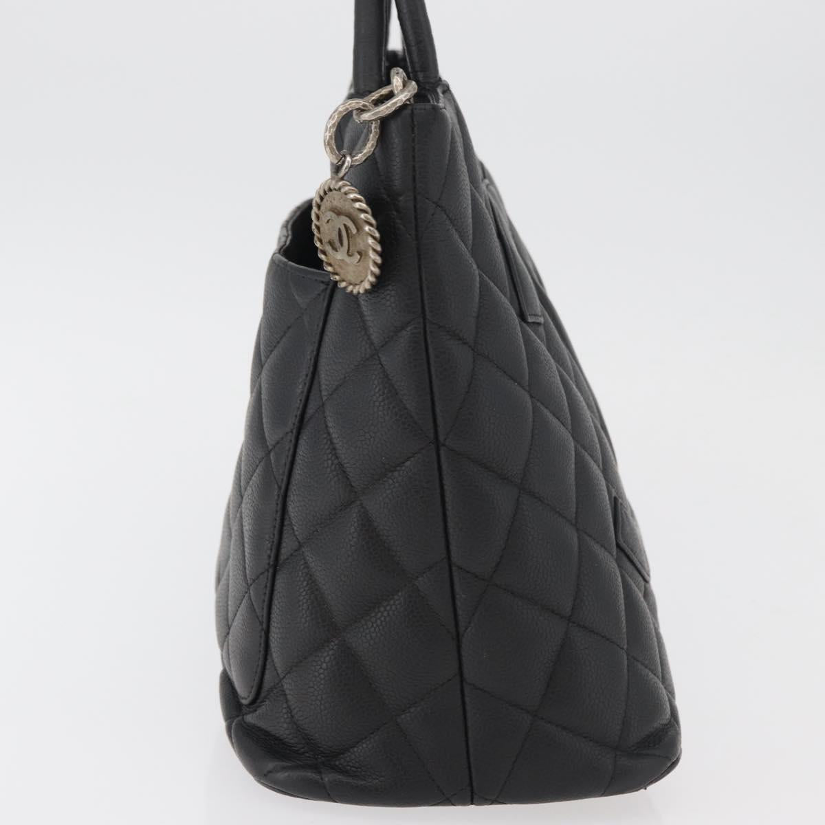 Borsa tote standard CHANEL in pelle di caviale, nera e argento, con logo CC, autentica bs34946 image 4
