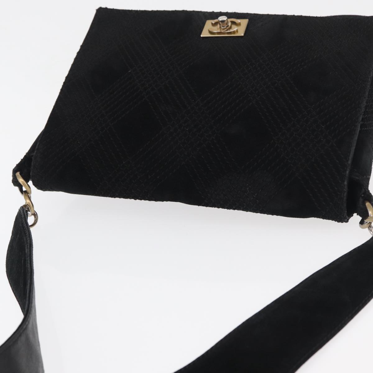 CHANEL Wild Stitch Chain Shoulder Bag Suede Black Gold CC Auth bs34950A - Jerrillo image 7