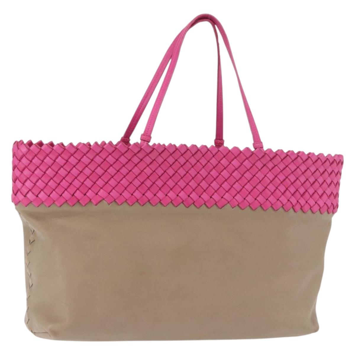BOTTEGA VENETA INTRECCIATO Tote Bag Leather Pink Beige Auth bs35618A - Jerrillo image 2