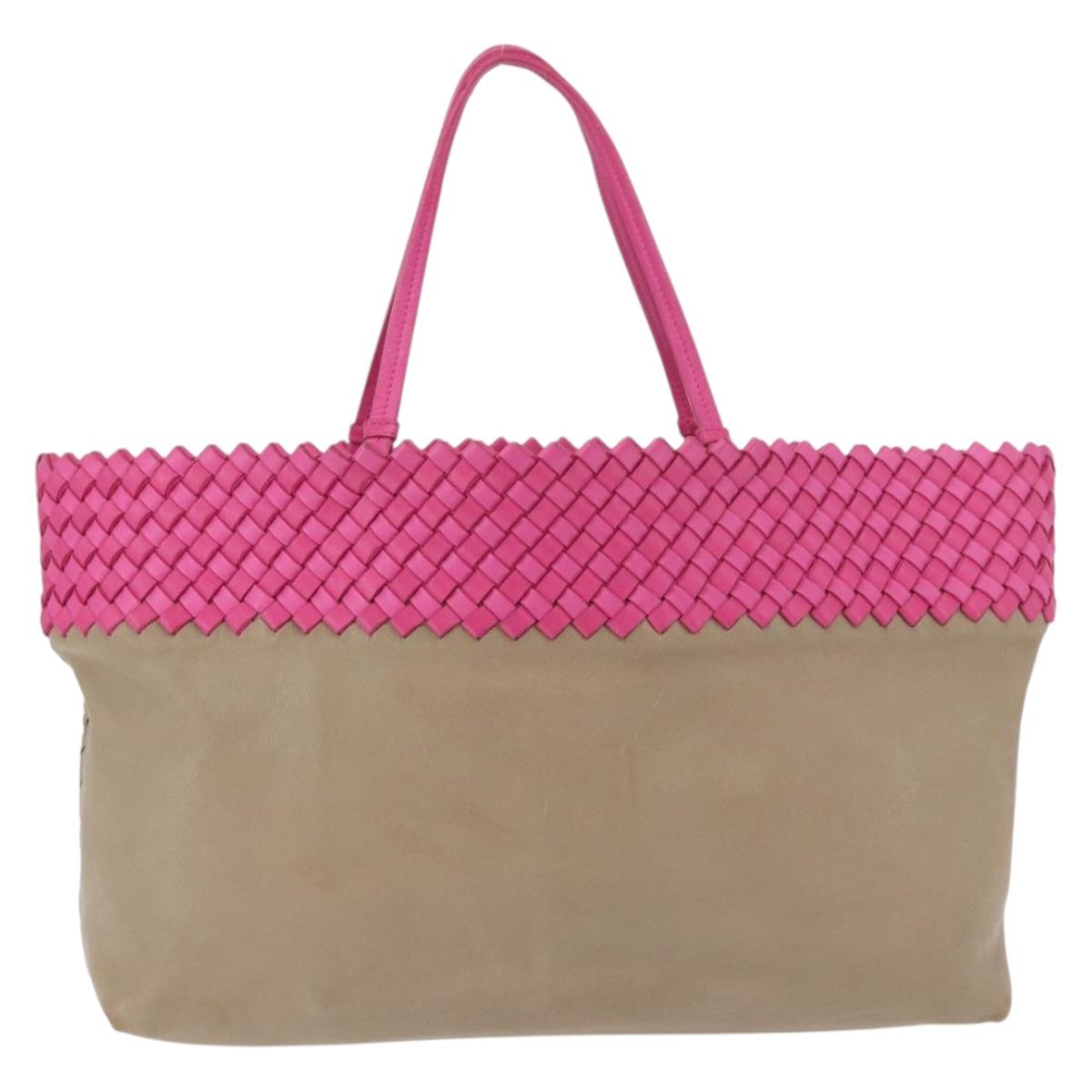 BOTTEGA VENETA INTRECCIATO Tote Bag Leather Pink Beige Auth bs35618A - Jerrillo image 3