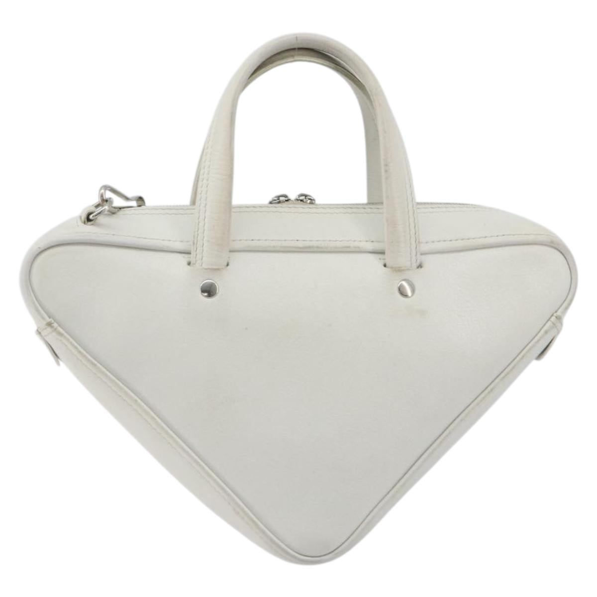 BALENCIAGA Triangle Duffel Bag Leather 2way White Silver 527272 Auth bs35637A - Jerrillo image 3
