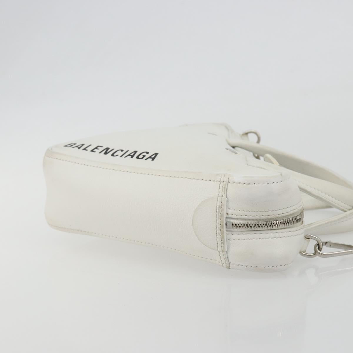 BALENCIAGA Triangle Duffel Bag Leather 2way White Silver 527272 Auth bs35637A - Jerrillo image 4