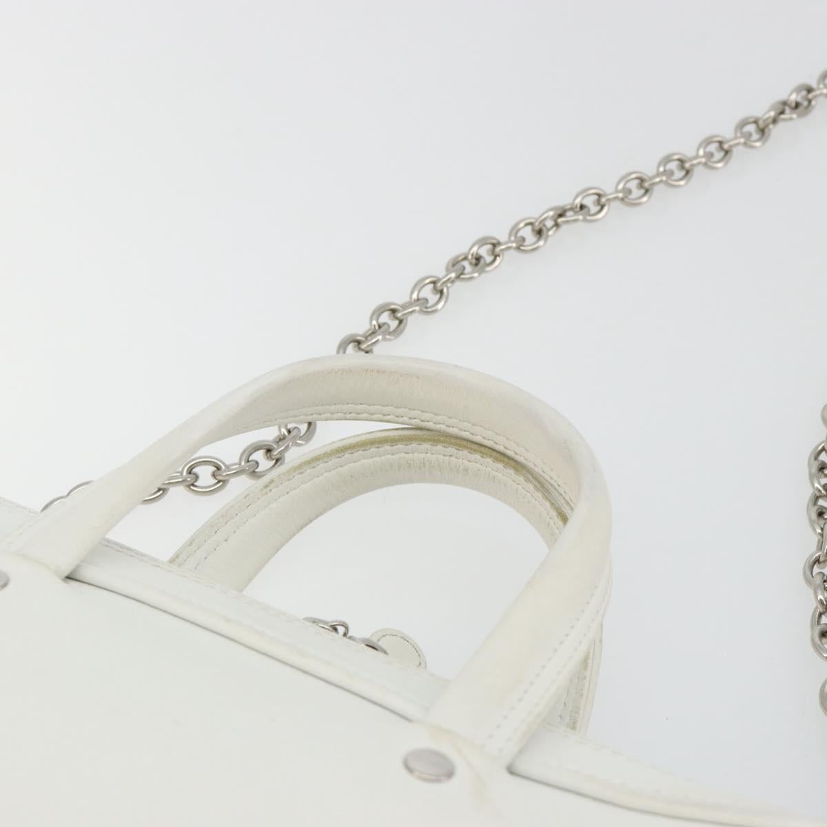 BALENCIAGA Triangle Duffel Bag Leather 2way White Silver 527272 Auth bs35637A - Jerrillo image 8