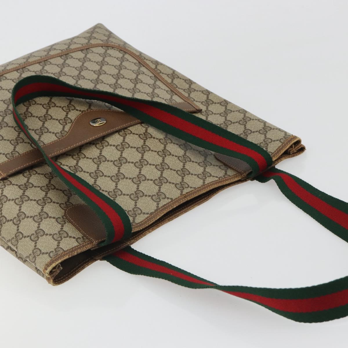 GUCCI GG Supreme Web Sherry Line Tote Bag PVC Beige 39 02 003 Auth bs35666 - Jerrillo image 6