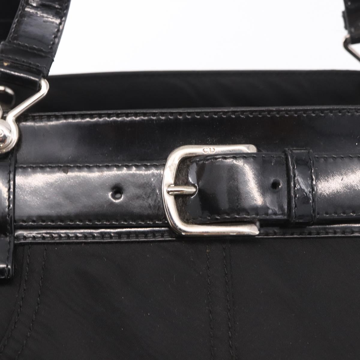 Christian Dior Hand Bag Nylon Black Silver Auth bs35673 - Jerrillo image 10
