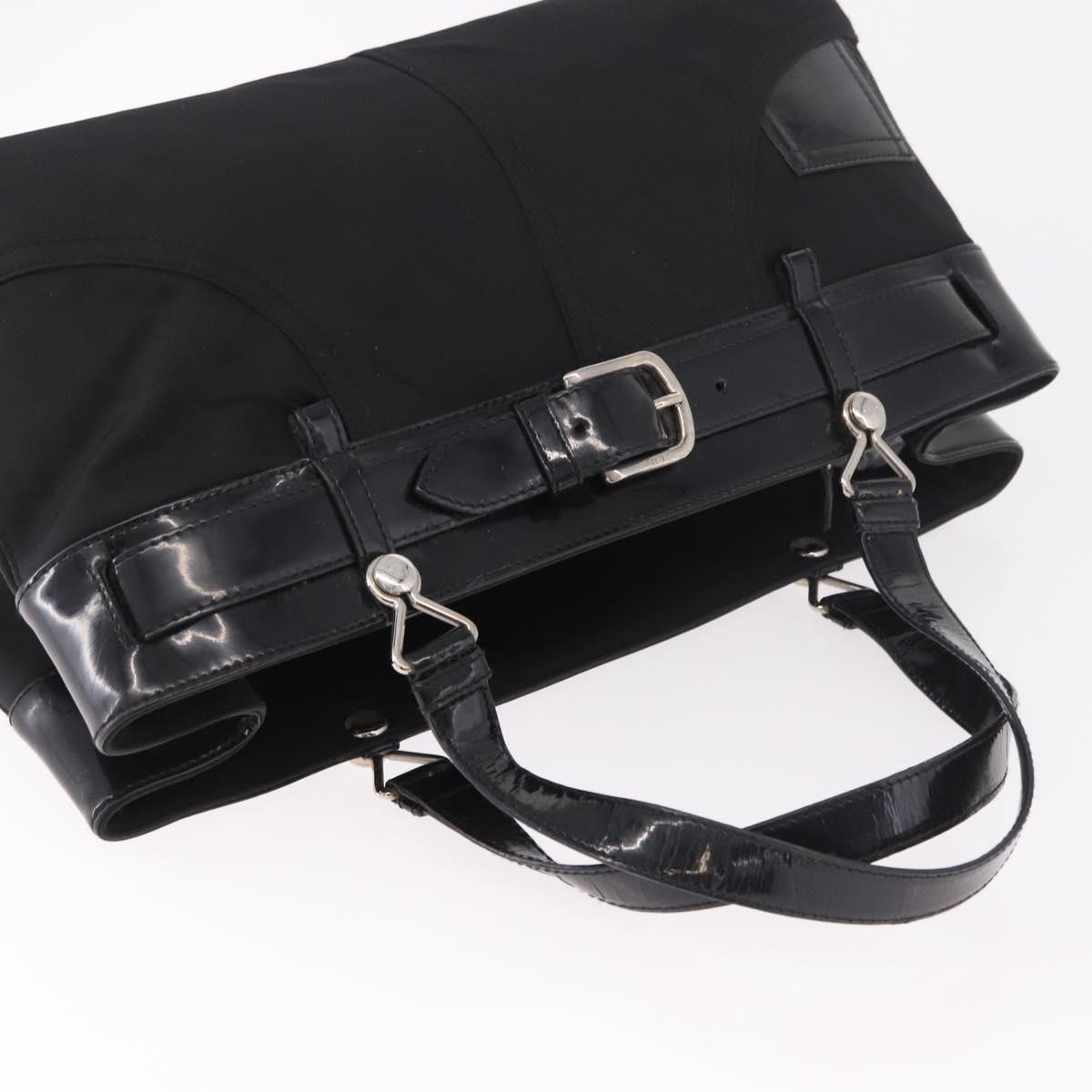 Christian Dior Hand Bag Nylon Black Silver Auth bs35673 - Jerrillo image 6