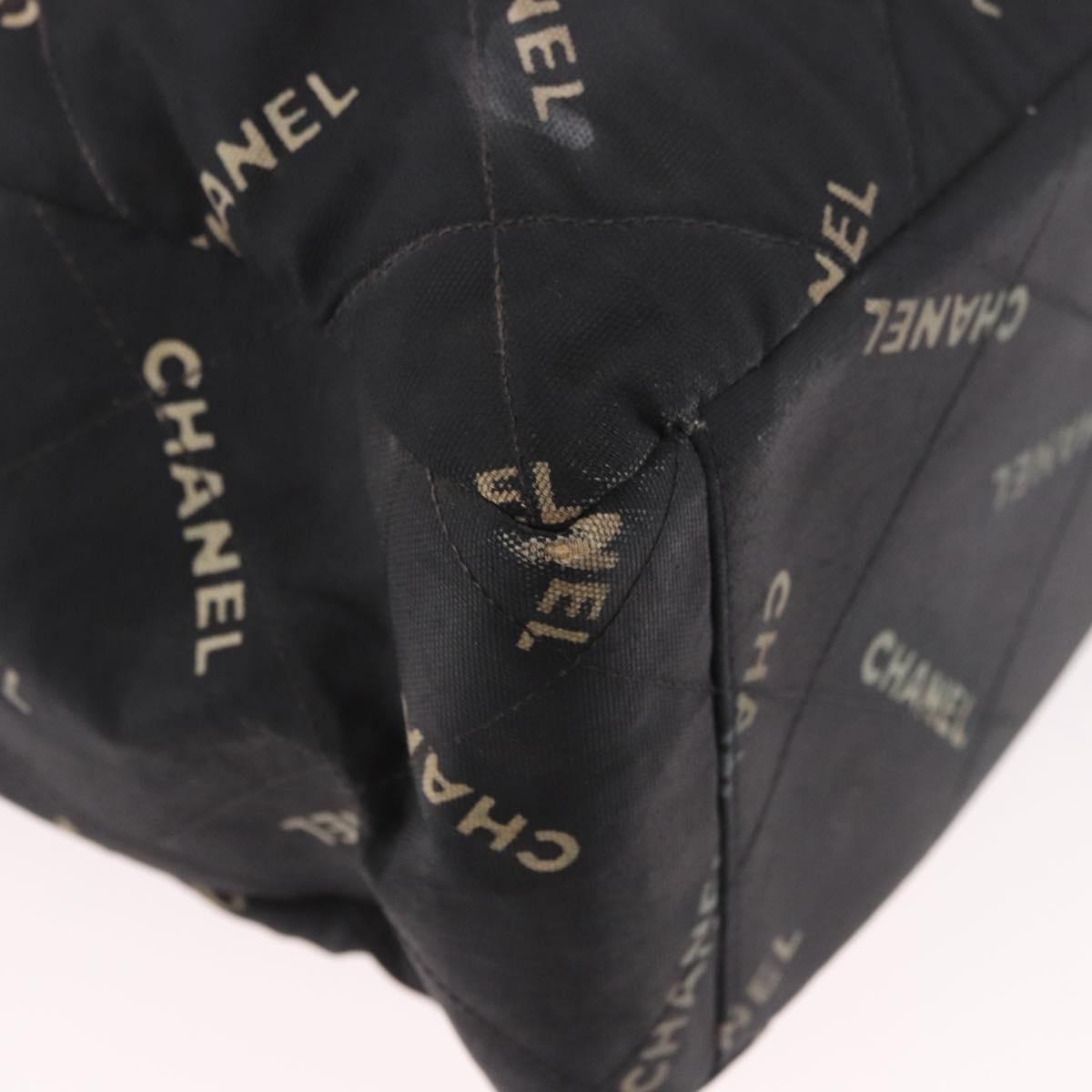 CHANEL Matelasse Chain Tote Bag Coated Canvas Black Gold CC Auth bs35682 - Jerrillo image 9