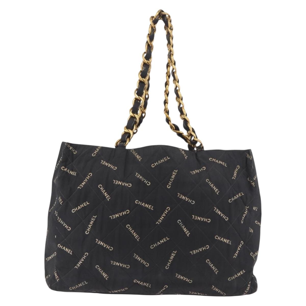 CHANEL Matelasse Chain Tote Bag Coated Canvas Black Gold CC Auth bs35682 - Jerrillo image 2