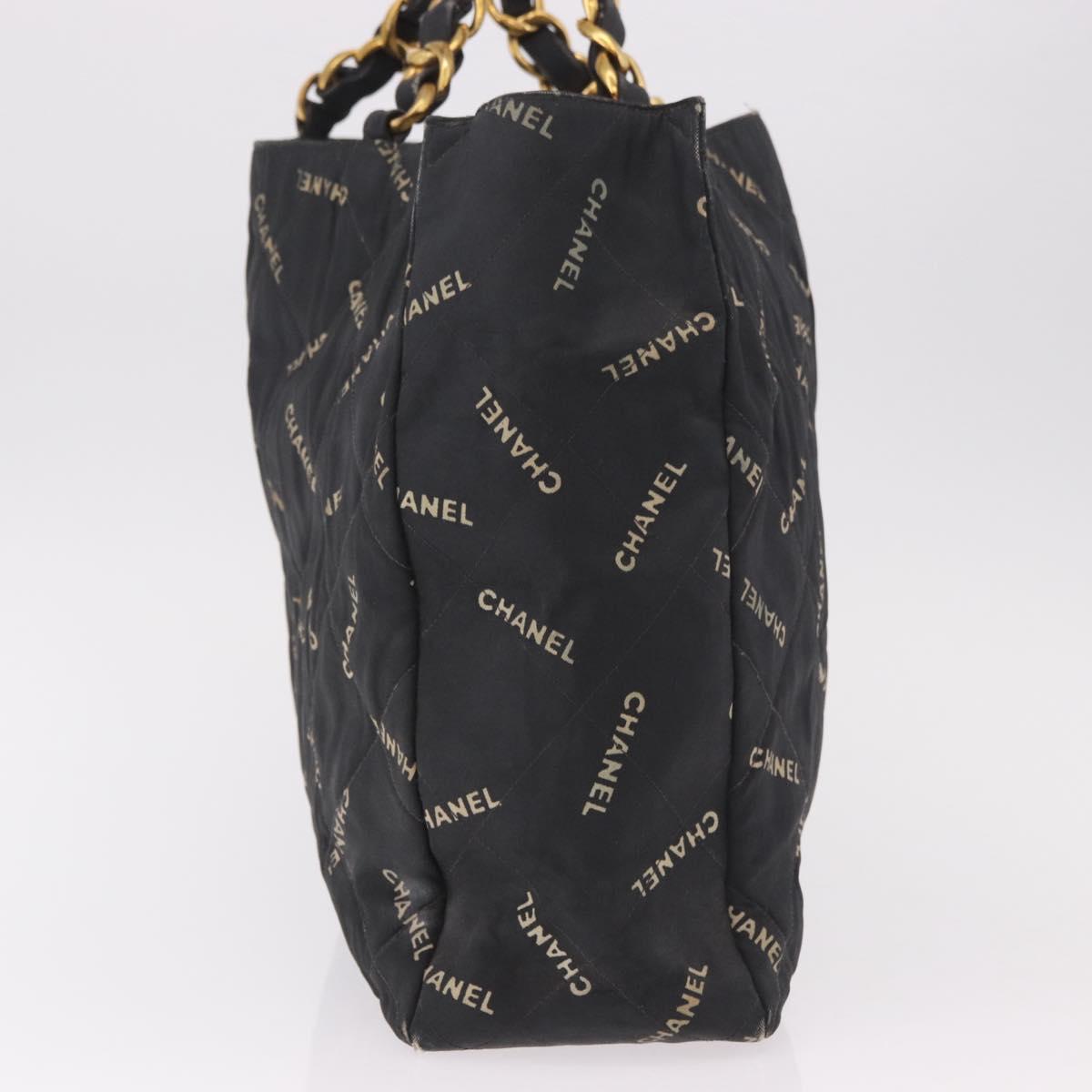 CHANEL Matelasse Chain Tote Bag Coated Canvas Black Gold CC Auth bs35682 - Jerrillo image 3
