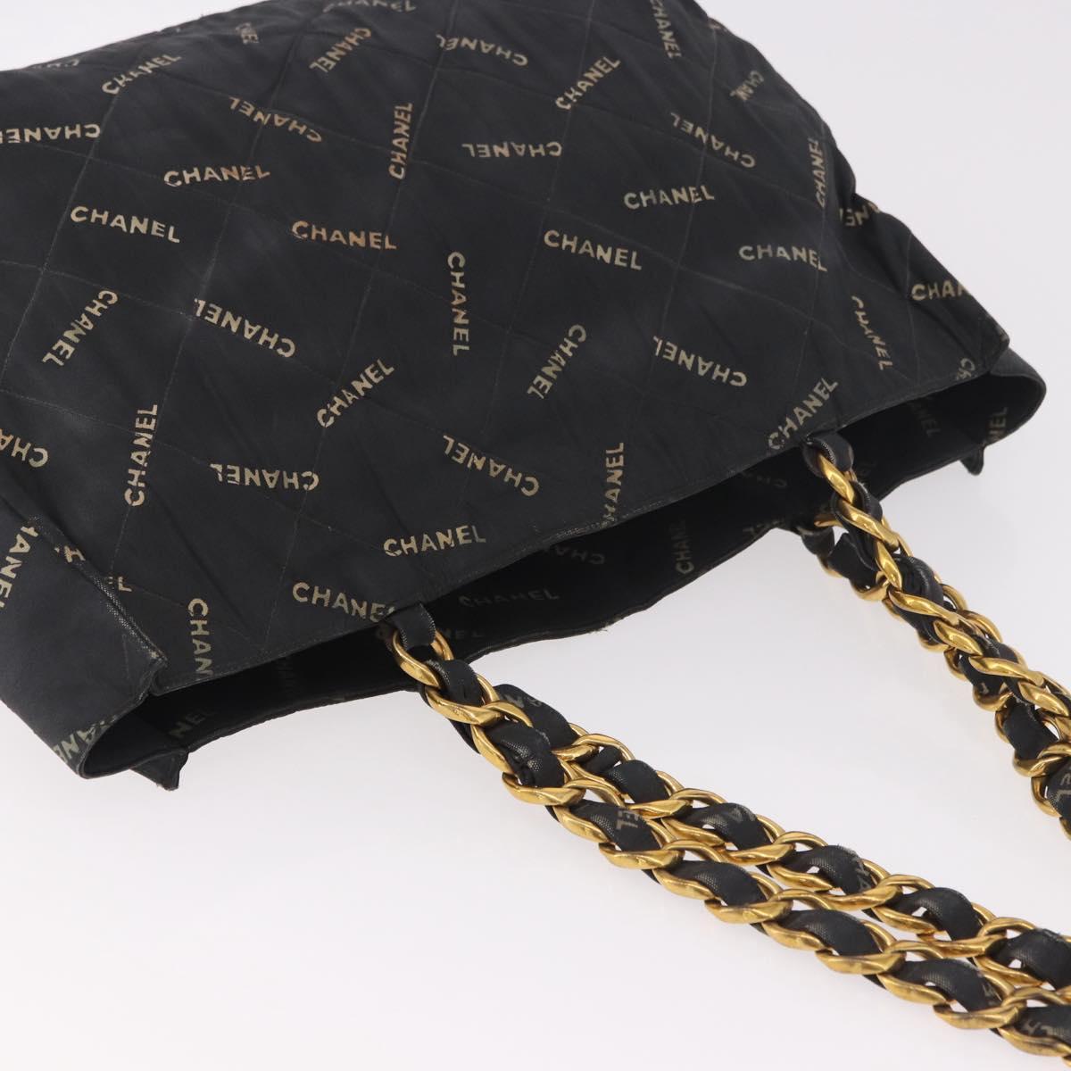 CHANEL Matelasse Chain Tote Bag Coated Canvas Black Gold CC Auth bs35682 - Jerrillo image 6