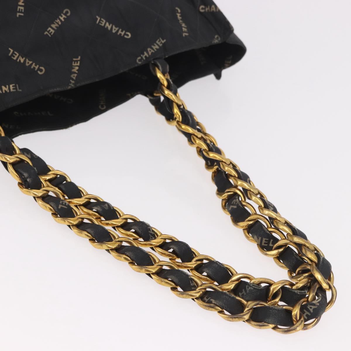 CHANEL Matelasse Chain Tote Bag Coated Canvas Black Gold CC Auth bs35682 - Jerrillo image 7