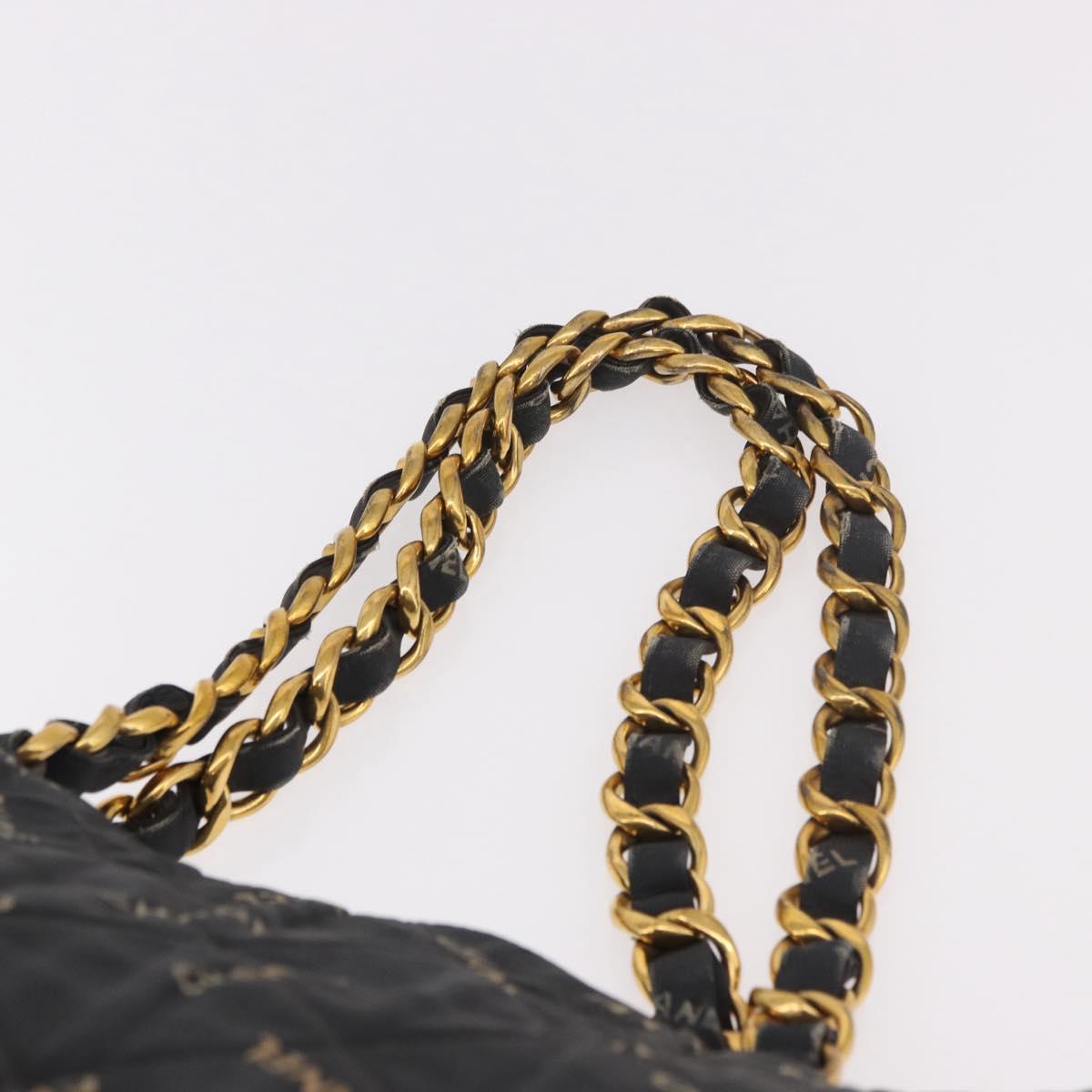 CHANEL Matelasse Chain Tote Bag Coated Canvas Black Gold CC Auth bs35682 - Jerrillo image 8